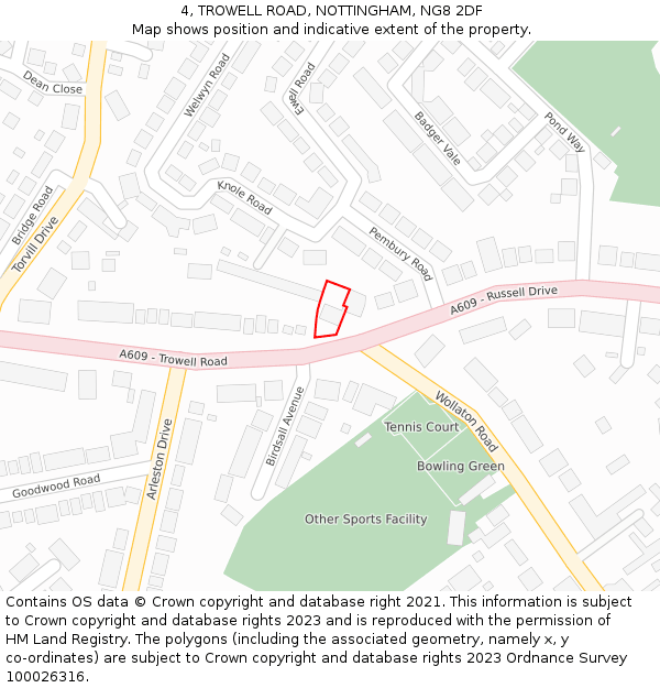 4, TROWELL ROAD, NOTTINGHAM, NG8 2DF: Location map and indicative extent of plot