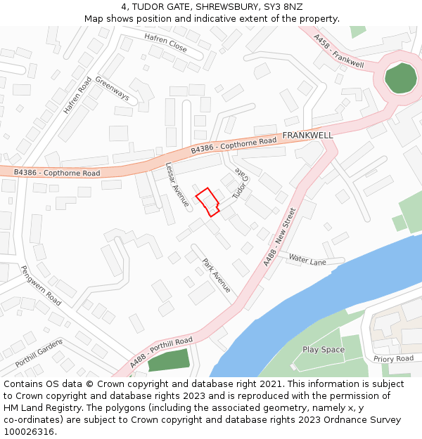 4, TUDOR GATE, SHREWSBURY, SY3 8NZ: Location map and indicative extent of plot