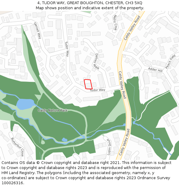 4, TUDOR WAY, GREAT BOUGHTON, CHESTER, CH3 5XQ: Location map and indicative extent of plot