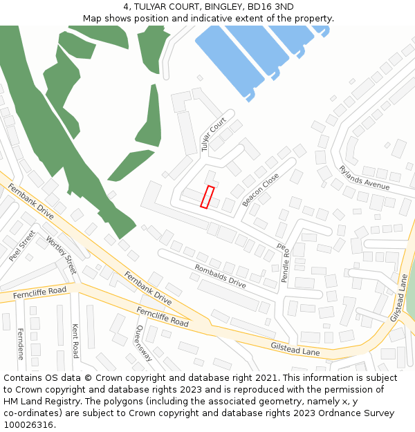 4, TULYAR COURT, BINGLEY, BD16 3ND: Location map and indicative extent of plot
