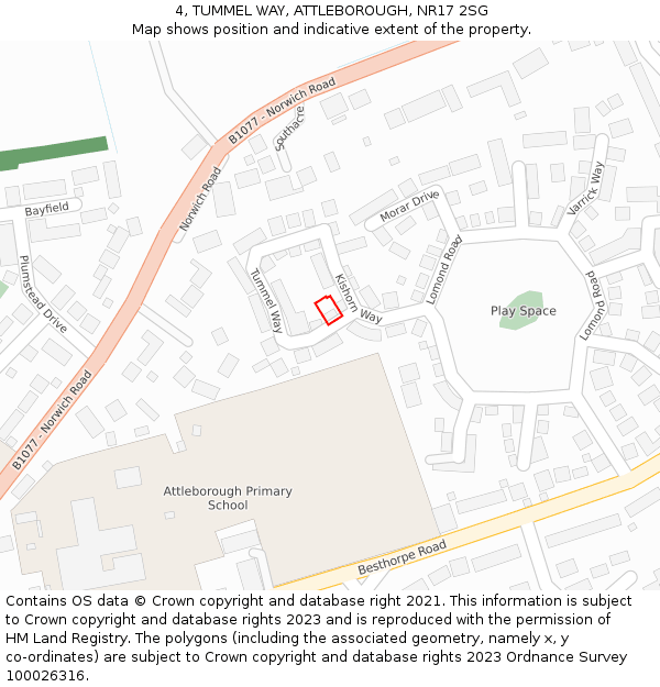 4, TUMMEL WAY, ATTLEBOROUGH, NR17 2SG: Location map and indicative extent of plot