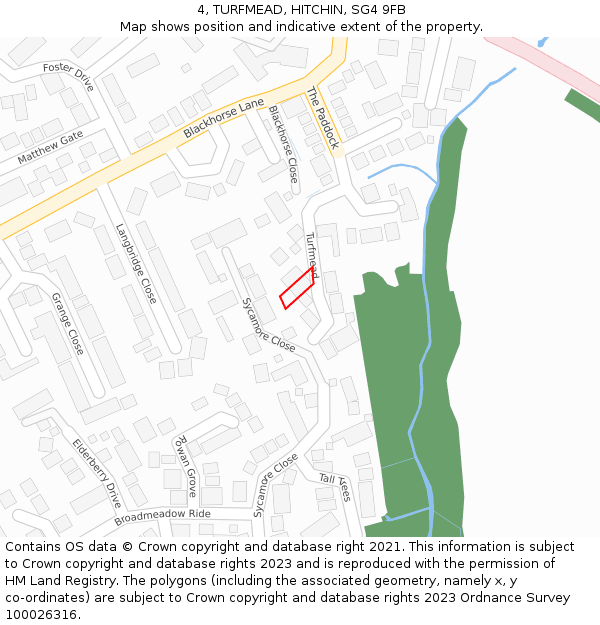 4, TURFMEAD, HITCHIN, SG4 9FB: Location map and indicative extent of plot