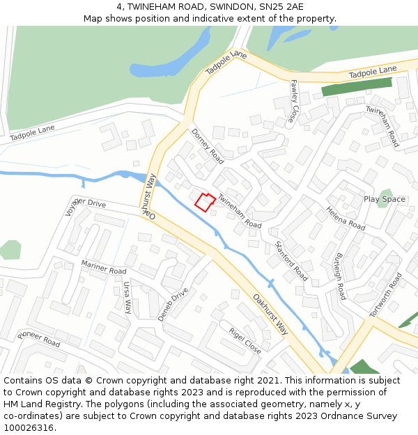 4, TWINEHAM ROAD, SWINDON, SN25 2AE: Location map and indicative extent of plot