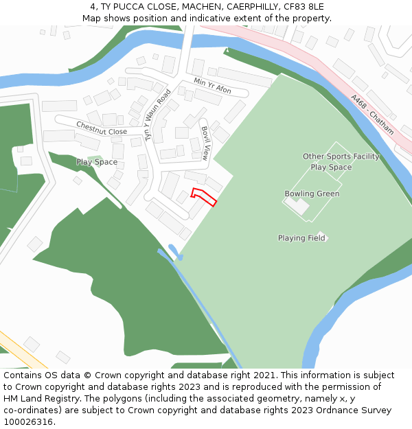 4, TY PUCCA CLOSE, MACHEN, CAERPHILLY, CF83 8LE: Location map and indicative extent of plot