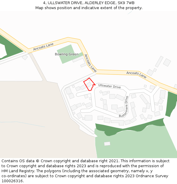 4, ULLSWATER DRIVE, ALDERLEY EDGE, SK9 7WB: Location map and indicative extent of plot