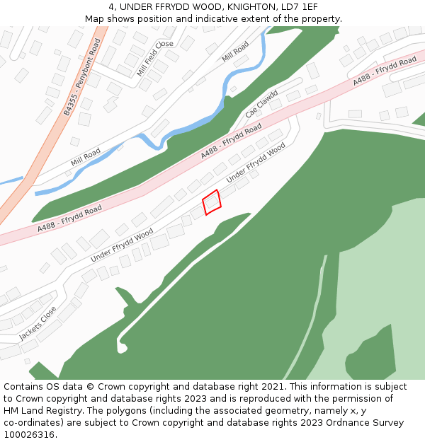 4, UNDER FFRYDD WOOD, KNIGHTON, LD7 1EF: Location map and indicative extent of plot