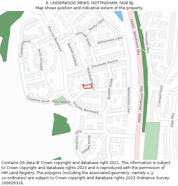 4, UNDERWOOD MEWS, NOTTINGHAM, NG8 6JJ: Location map and indicative extent of plot