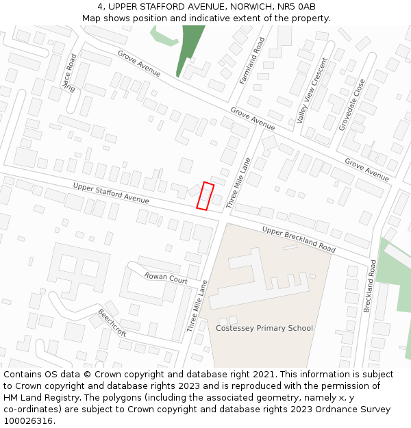 4, UPPER STAFFORD AVENUE, NORWICH, NR5 0AB: Location map and indicative extent of plot