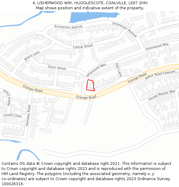 4, USHERWOOD WAY, HUGGLESCOTE, COALVILLE, LE67 2HN: Location map and indicative extent of plot