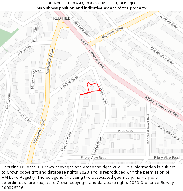 4, VALETTE ROAD, BOURNEMOUTH, BH9 3JB: Location map and indicative extent of plot