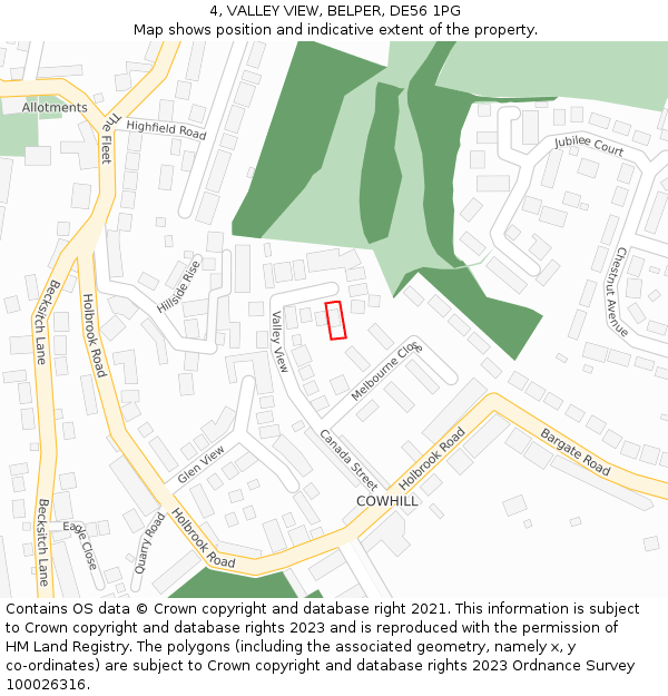 4, VALLEY VIEW, BELPER, DE56 1PG: Location map and indicative extent of plot