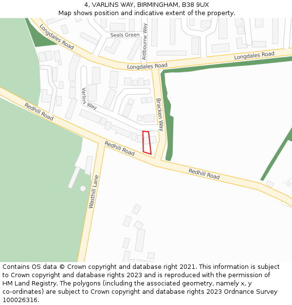 4, VARLINS WAY, BIRMINGHAM, B38 9UX: Location map and indicative extent of plot