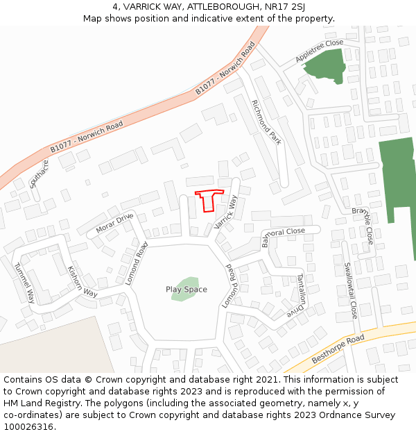 4, VARRICK WAY, ATTLEBOROUGH, NR17 2SJ: Location map and indicative extent of plot