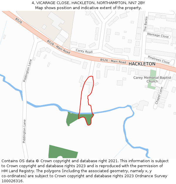 4, VICARAGE CLOSE, HACKLETON, NORTHAMPTON, NN7 2BY: Location map and indicative extent of plot