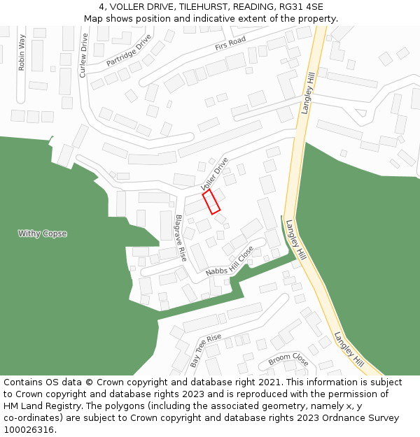 4, VOLLER DRIVE, TILEHURST, READING, RG31 4SE: Location map and indicative extent of plot
