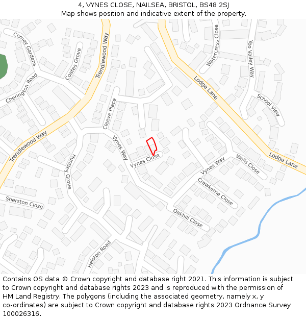 4, VYNES CLOSE, NAILSEA, BRISTOL, BS48 2SJ: Location map and indicative extent of plot