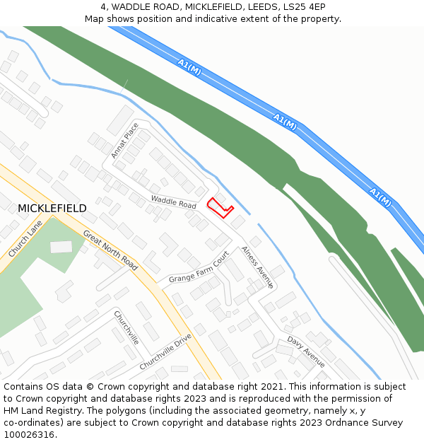 4, WADDLE ROAD, MICKLEFIELD, LEEDS, LS25 4EP: Location map and indicative extent of plot