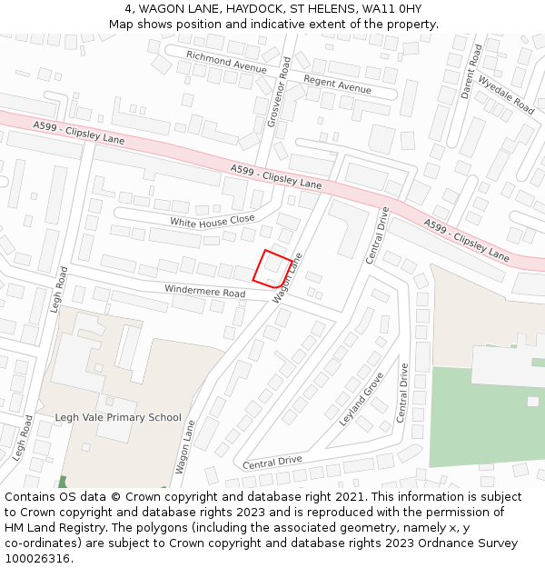 4, WAGON LANE, HAYDOCK, ST HELENS, WA11 0HY: Location map and indicative extent of plot