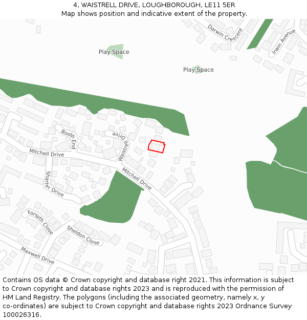 4, WAISTRELL DRIVE, LOUGHBOROUGH, LE11 5ER: Location map and indicative extent of plot