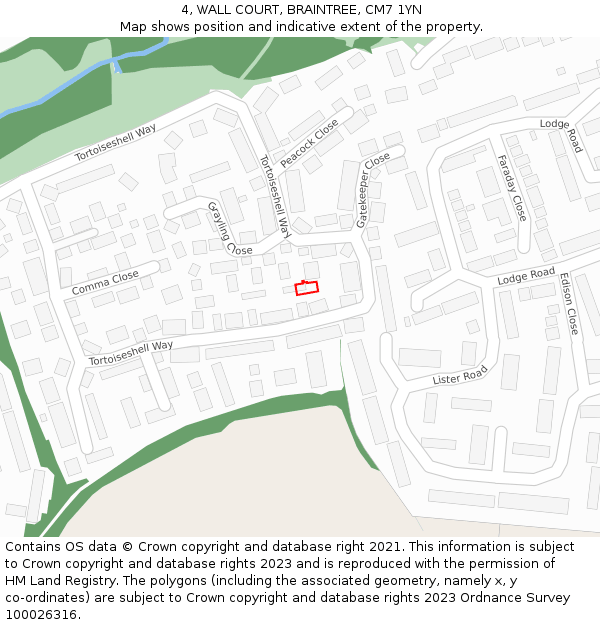4, WALL COURT, BRAINTREE, CM7 1YN: Location map and indicative extent of plot