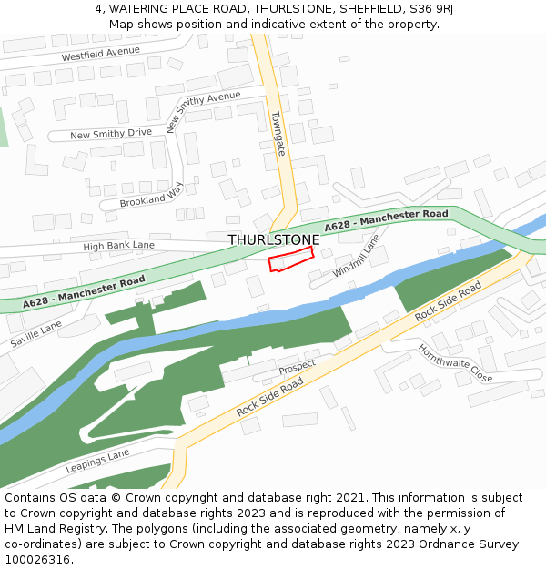 4, WATERING PLACE ROAD, THURLSTONE, SHEFFIELD, S36 9RJ: Location map and indicative extent of plot