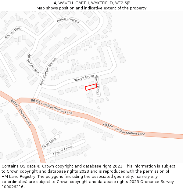 4, WAVELL GARTH, WAKEFIELD, WF2 6JP: Location map and indicative extent of plot