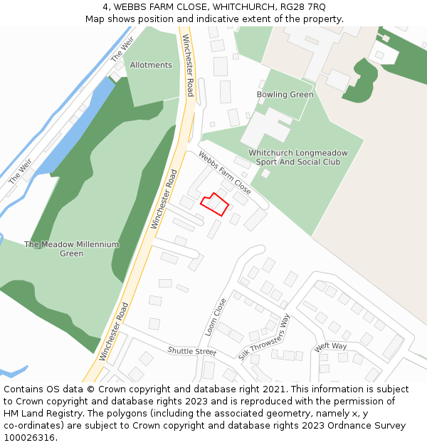 4, WEBBS FARM CLOSE, WHITCHURCH, RG28 7RQ: Location map and indicative extent of plot