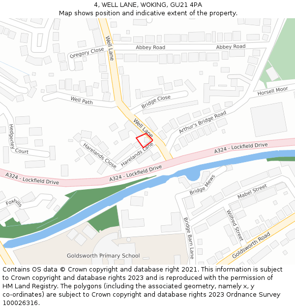 4, WELL LANE, WOKING, GU21 4PA: Location map and indicative extent of plot
