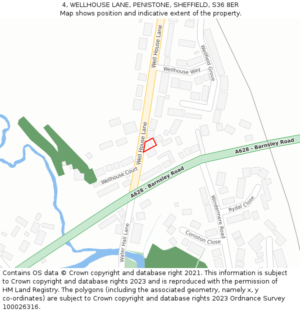 4, WELLHOUSE LANE, PENISTONE, SHEFFIELD, S36 8ER: Location map and indicative extent of plot