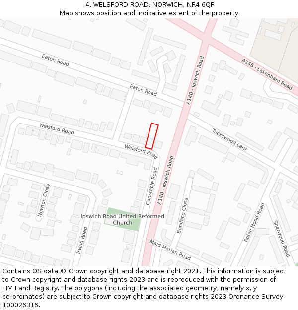 4, WELSFORD ROAD, NORWICH, NR4 6QF: Location map and indicative extent of plot
