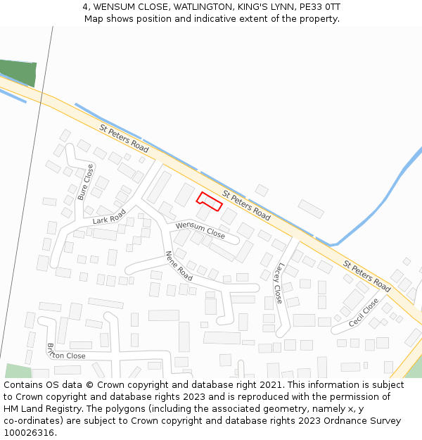 4, WENSUM CLOSE, WATLINGTON, KING'S LYNN, PE33 0TT: Location map and indicative extent of plot