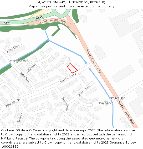 4, WERTHEIM WAY, HUNTINGDON, PE29 6UQ: Location map and indicative extent of plot