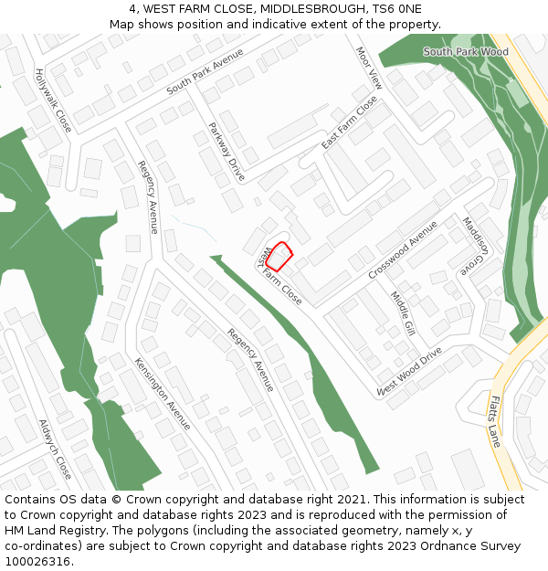 4, WEST FARM CLOSE, MIDDLESBROUGH, TS6 0NE: Location map and indicative extent of plot
