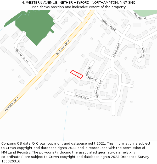 4, WESTERN AVENUE, NETHER HEYFORD, NORTHAMPTON, NN7 3NQ: Location map and indicative extent of plot