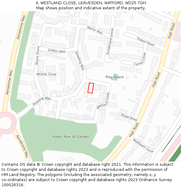 4, WESTLAND CLOSE, LEAVESDEN, WATFORD, WD25 7GH: Location map and indicative extent of plot