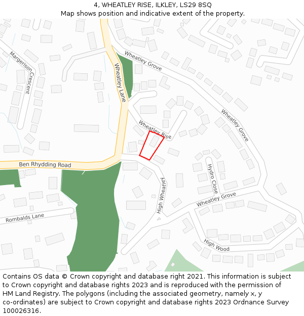 4, WHEATLEY RISE, ILKLEY, LS29 8SQ: Location map and indicative extent of plot