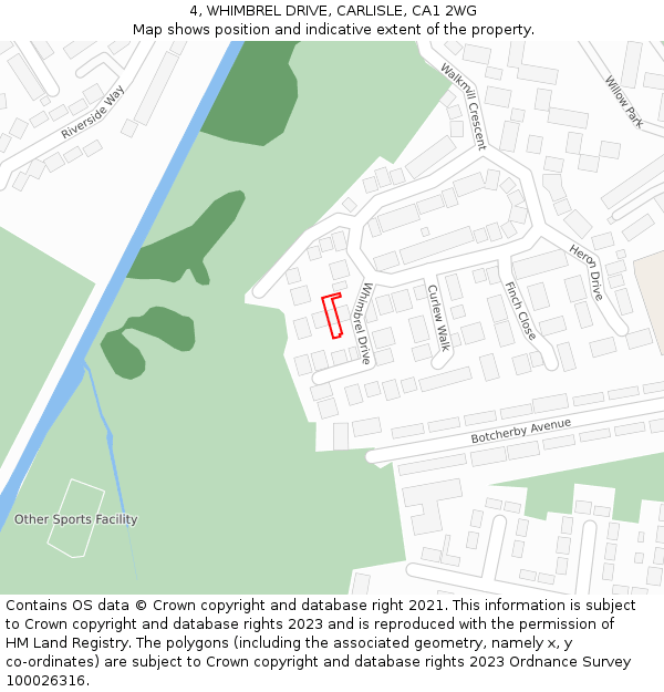 4, WHIMBREL DRIVE, CARLISLE, CA1 2WG: Location map and indicative extent of plot