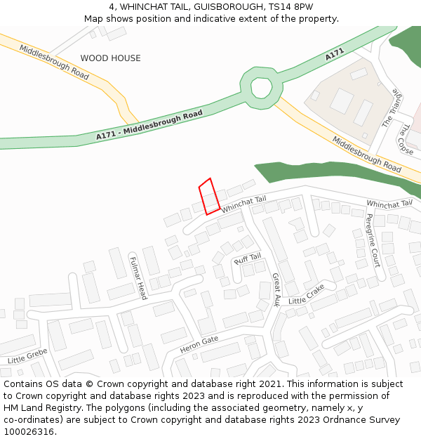 4, WHINCHAT TAIL, GUISBOROUGH, TS14 8PW: Location map and indicative extent of plot