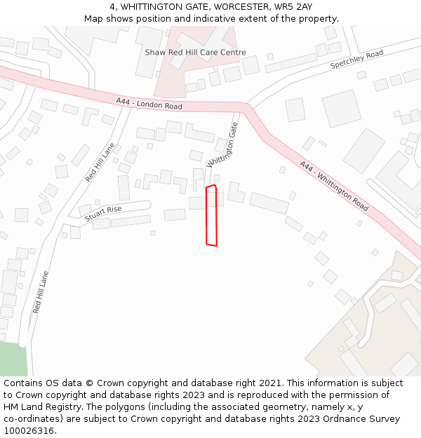 4, WHITTINGTON GATE, WORCESTER, WR5 2AY: Location map and indicative extent of plot