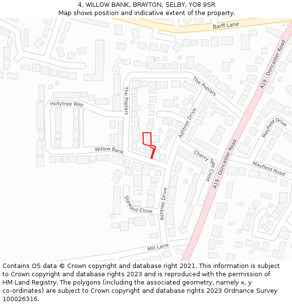 4, WILLOW BANK, BRAYTON, SELBY, YO8 9SR: Location map and indicative extent of plot