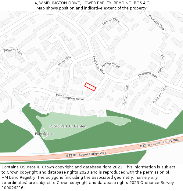 4, WIMBLINGTON DRIVE, LOWER EARLEY, READING, RG6 4JG: Location map and indicative extent of plot