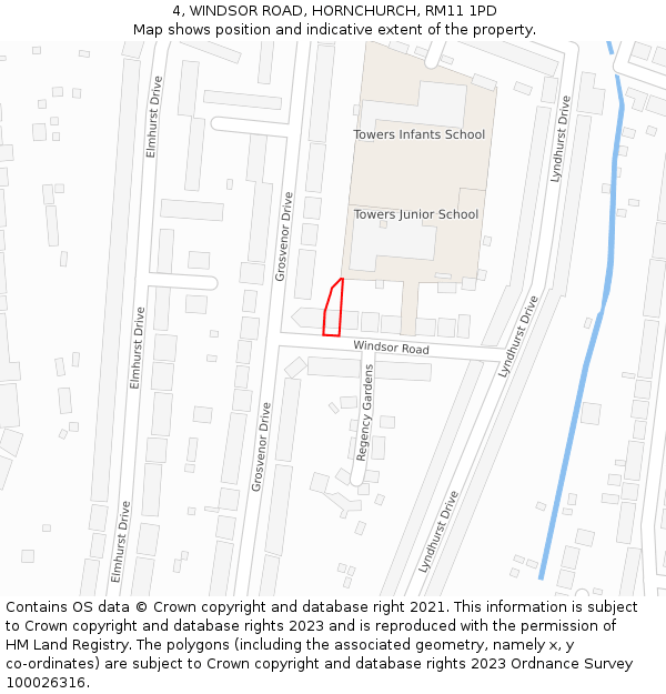 4, WINDSOR ROAD, HORNCHURCH, RM11 1PD: Location map and indicative extent of plot