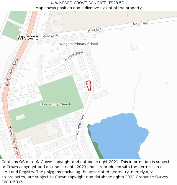 4, WINFORD GROVE, WINGATE, TS28 5DU: Location map and indicative extent of plot