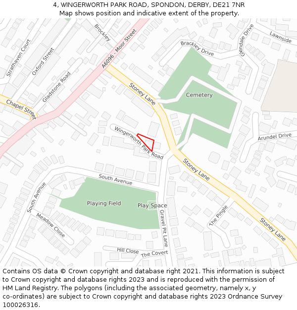 4, WINGERWORTH PARK ROAD, SPONDON, DERBY, DE21 7NR: Location map and indicative extent of plot