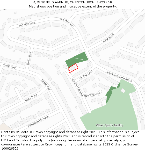 4, WINGFIELD AVENUE, CHRISTCHURCH, BH23 4NR: Location map and indicative extent of plot