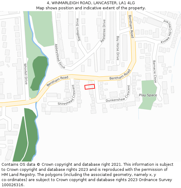 4, WINMARLEIGH ROAD, LANCASTER, LA1 4LG: Location map and indicative extent of plot