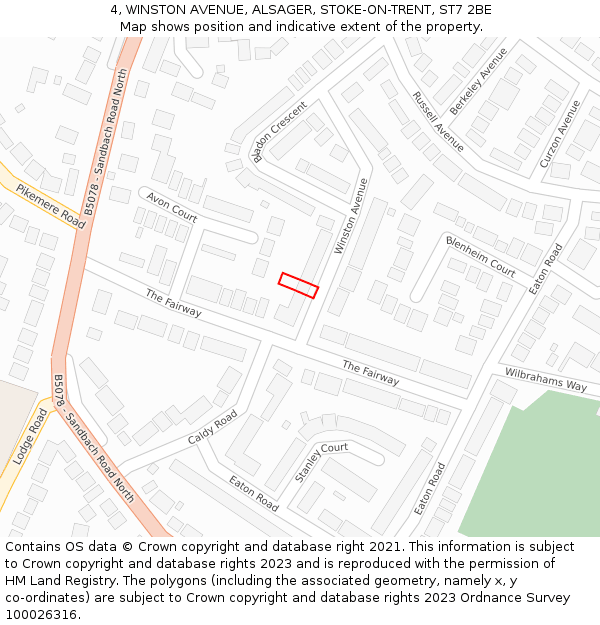4, WINSTON AVENUE, ALSAGER, STOKE-ON-TRENT, ST7 2BE: Location map and indicative extent of plot