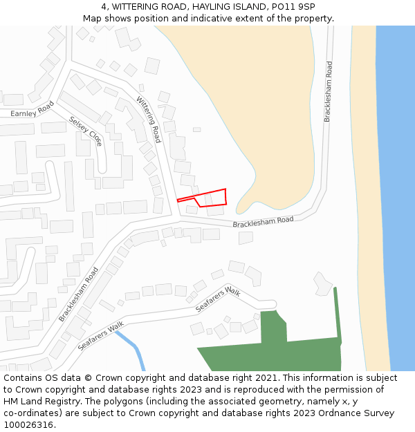 4, WITTERING ROAD, HAYLING ISLAND, PO11 9SP: Location map and indicative extent of plot
