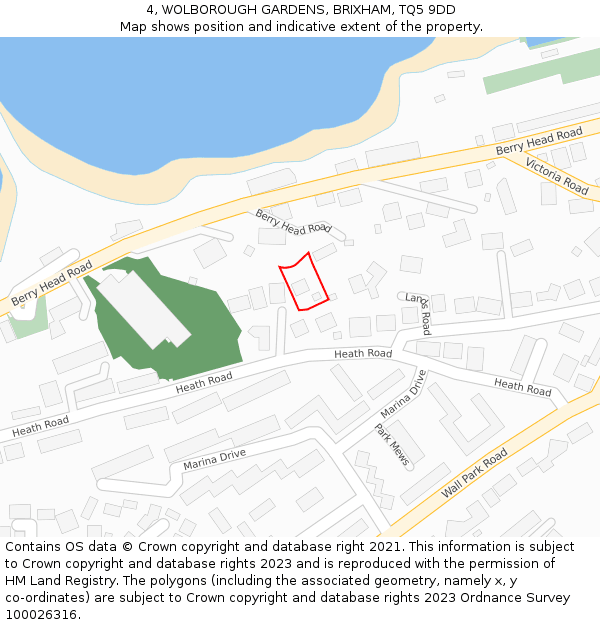4, WOLBOROUGH GARDENS, BRIXHAM, TQ5 9DD: Location map and indicative extent of plot