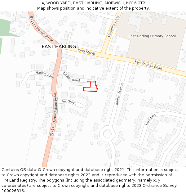 4, WOOD YARD, EAST HARLING, NORWICH, NR16 2TP: Location map and indicative extent of plot
